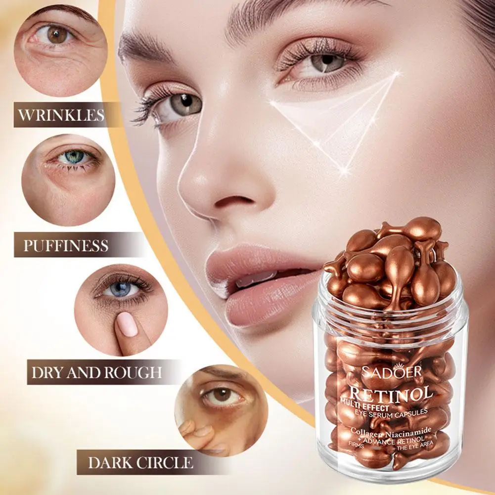 Retinol Anti Wrinkle Eye Serum แคปซูล Firming Lift ลบความหมองคล้ํา Eye กระเป๋า Anti Puffiness Moisturizing Brighten Eye Care