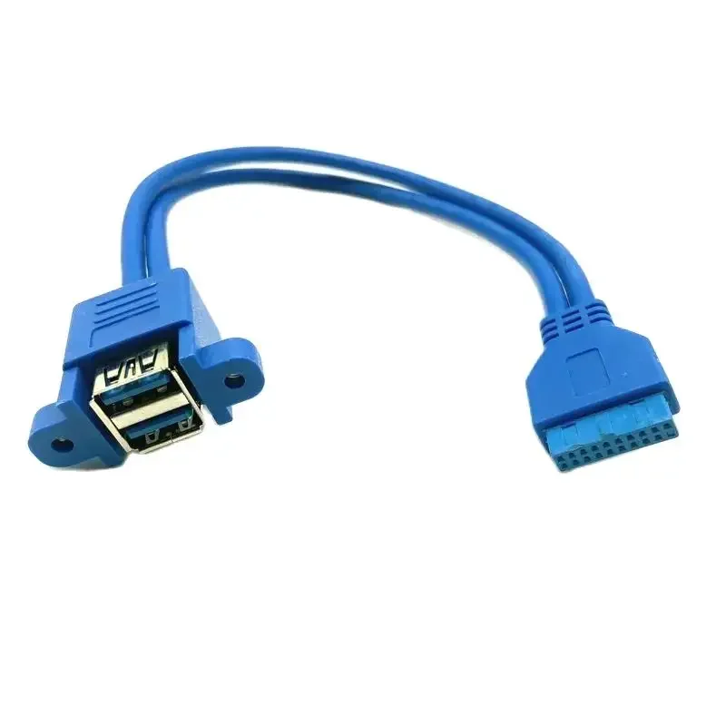 5Gbps Stackable USB 3.0 Female Panel Type to Motherboard 20Pin Header Cable Dual Ports 30cm/50cm Cable
