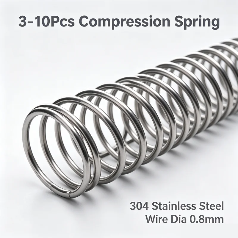 3‑10Pcs Y‑Shape 304 Stainless Steel Compression Spring Wire Dia 0.8mm OD 6‑14mm Length 5‑305mm Industrial Metal Elastic Hardware