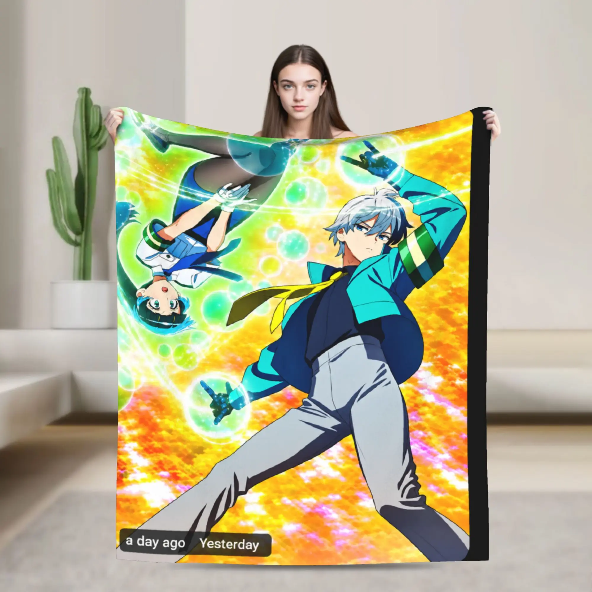 Choujun! Choujou-senpai Flannel Blanket  Super Soft Throw Blanket for Living Room Travel Office Graphic Bedspread Sofa Bed Cover