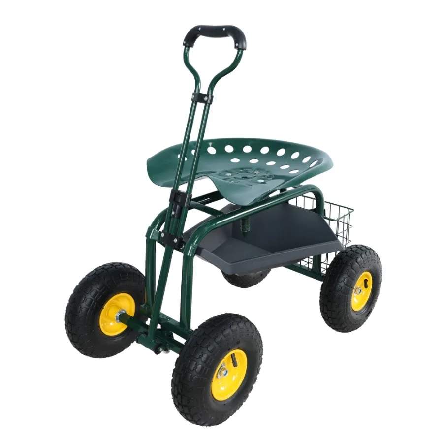 

Garden trolley Rolling work chair with wheels garden stool for planting 360 degree swivel seat station wagon scooter with steer
