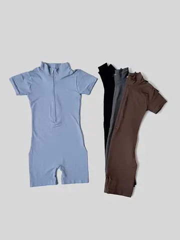 Summer Short Sleeve Zipper Jumpsuit Sports Wear Gym Fitness Sports Bodysuits Women Running Fashion Workout Clothes