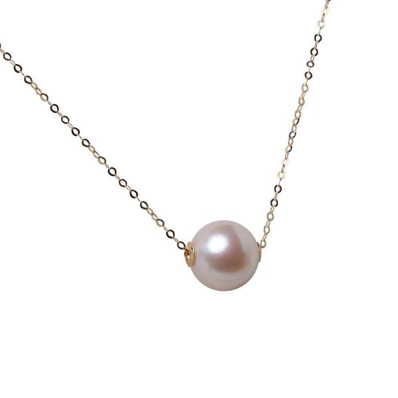 GORGEOUS 9-10MM 10-11mm 11-12mm SOUTH SEA ROUND WHITE PEARL PENDANT 18'' 925s