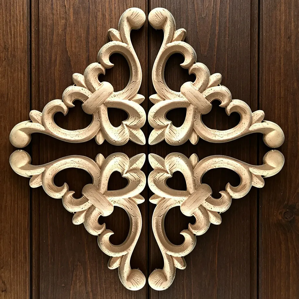 

Home Furnishing Decoration Door Cabinet Bed Decorative Decals Wood Floral Applique Miniature Figurine Craft