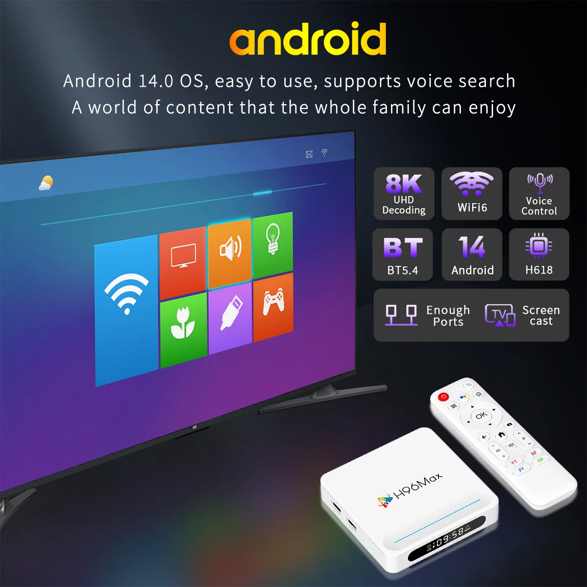 H96MAX V11 TV Box Android 11.0 2.4G&5G Dual WiFi BT4.0 Smart TV Box Google Play Youtube Smart TV Box LAN 100M RK3318 Set Top BOX
