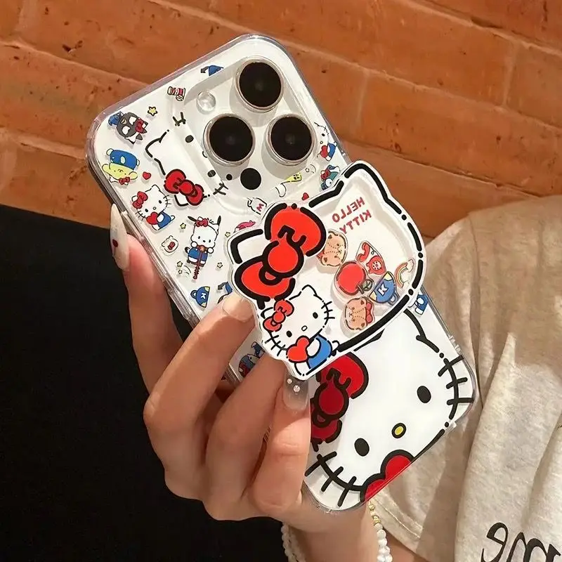 

Складной чехол-подставка Hello Kitty для iPhone 16 15 Pro Max 14 Pro Max 13 Pro Max, модный 3D милый противоударный защитный чехол в подарок