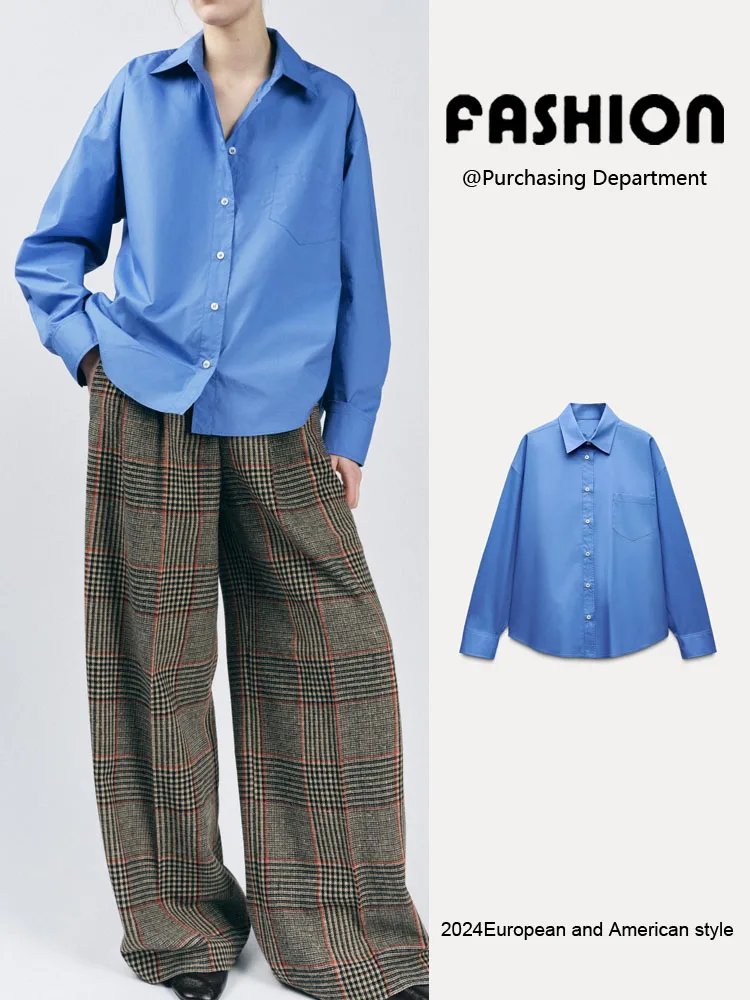 

Spring New Arrival Women's Casual Loose Silk Long Sve Simple irt Commute Sle Regular Thin Collar Stand Le...