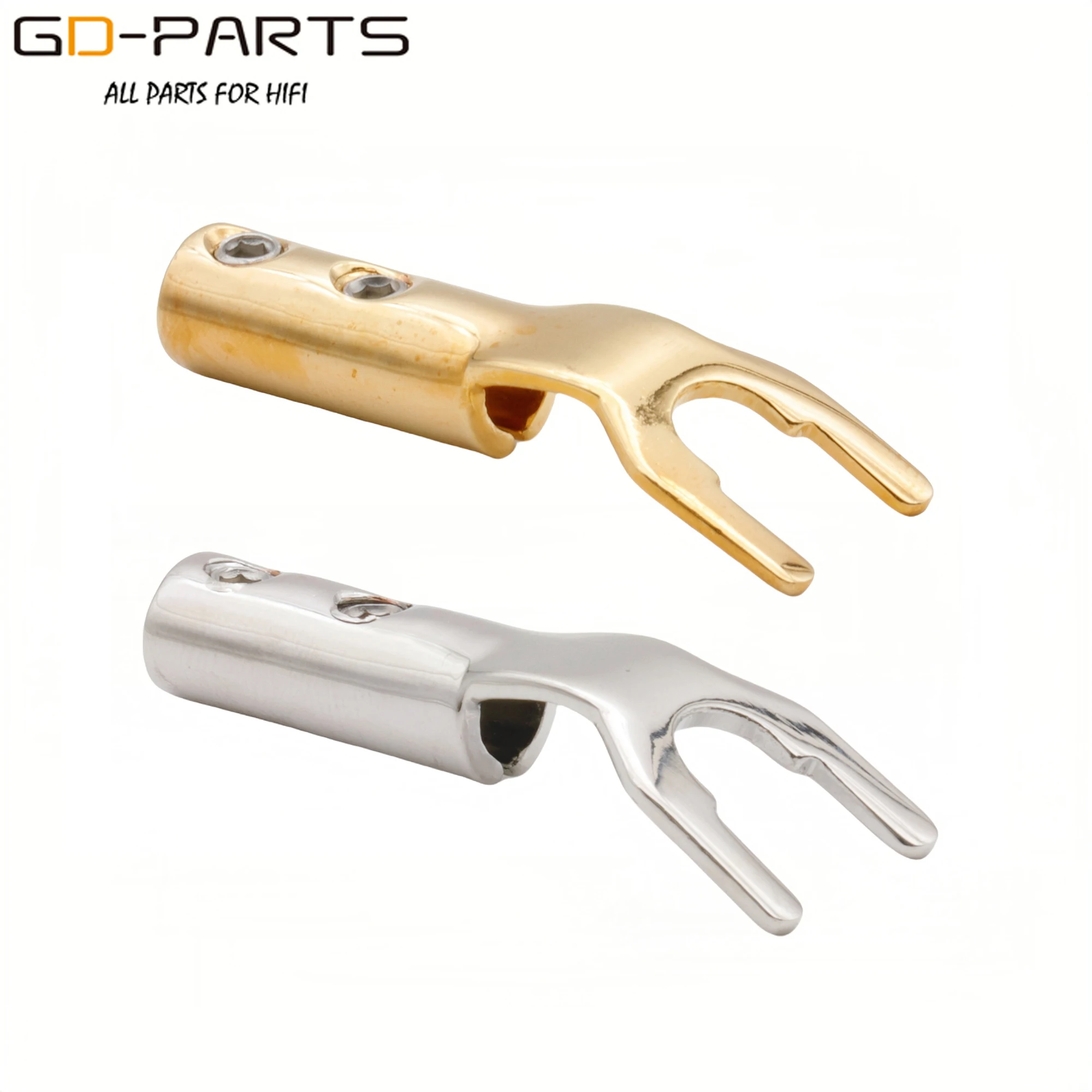 EIZZ 24K Gold Rhodium Plated Pure Copper Speaker Spade Y Fork Banana Plug Connector Terminal For Hifi Audio AMP CD Speaker DIY