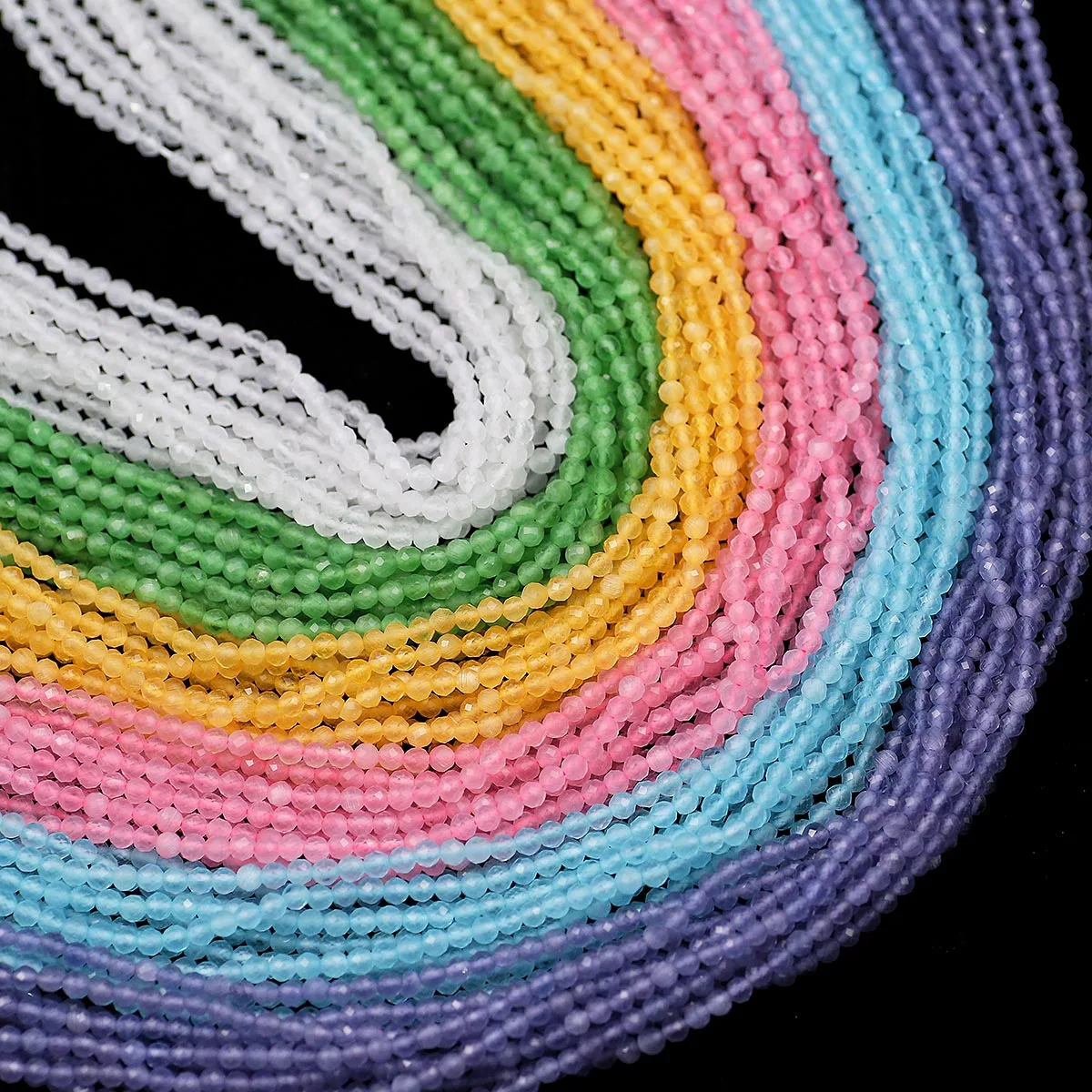 120pcs 3mm DIY Natural Stone Cat\'s Eye Faceted Round Loose Beads For Making Women Bracelets Necklaces Jewelry Accessories