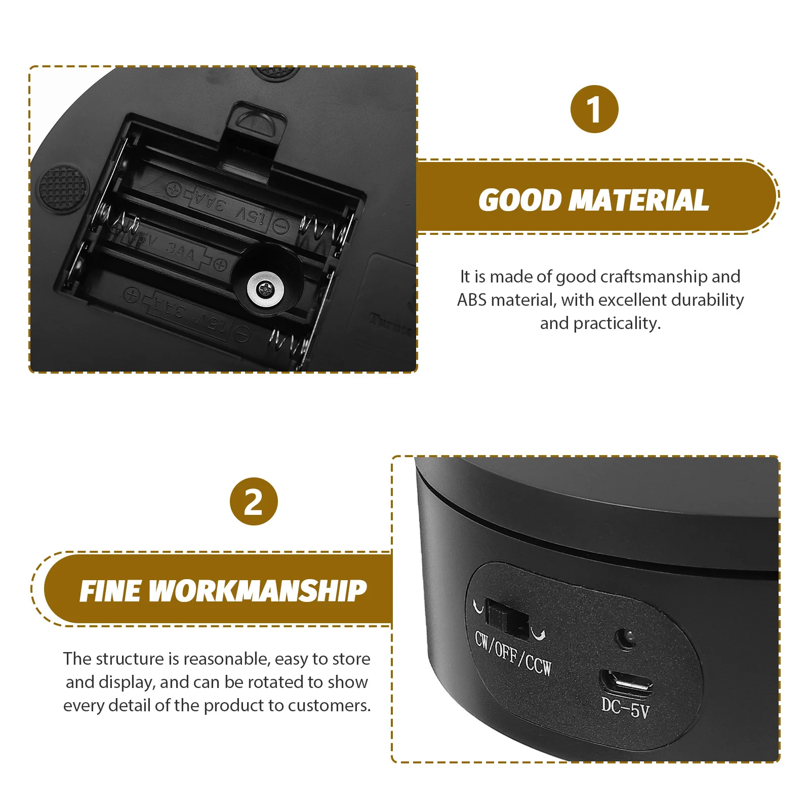 

1 set 1 Set Electric Rotating Turntable Display Stand For Jewelry Watch Photography Prop Abs Automatic Rotation Table Home Decor