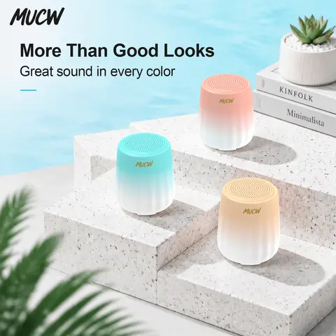 MUCW MU‑A02 Stylish Desktop Bluetooth Speaker V5.3 1200mAh Battery Stereo Sound Multi‑Function Keys Wireless Audio for Home Office Camping Picnic