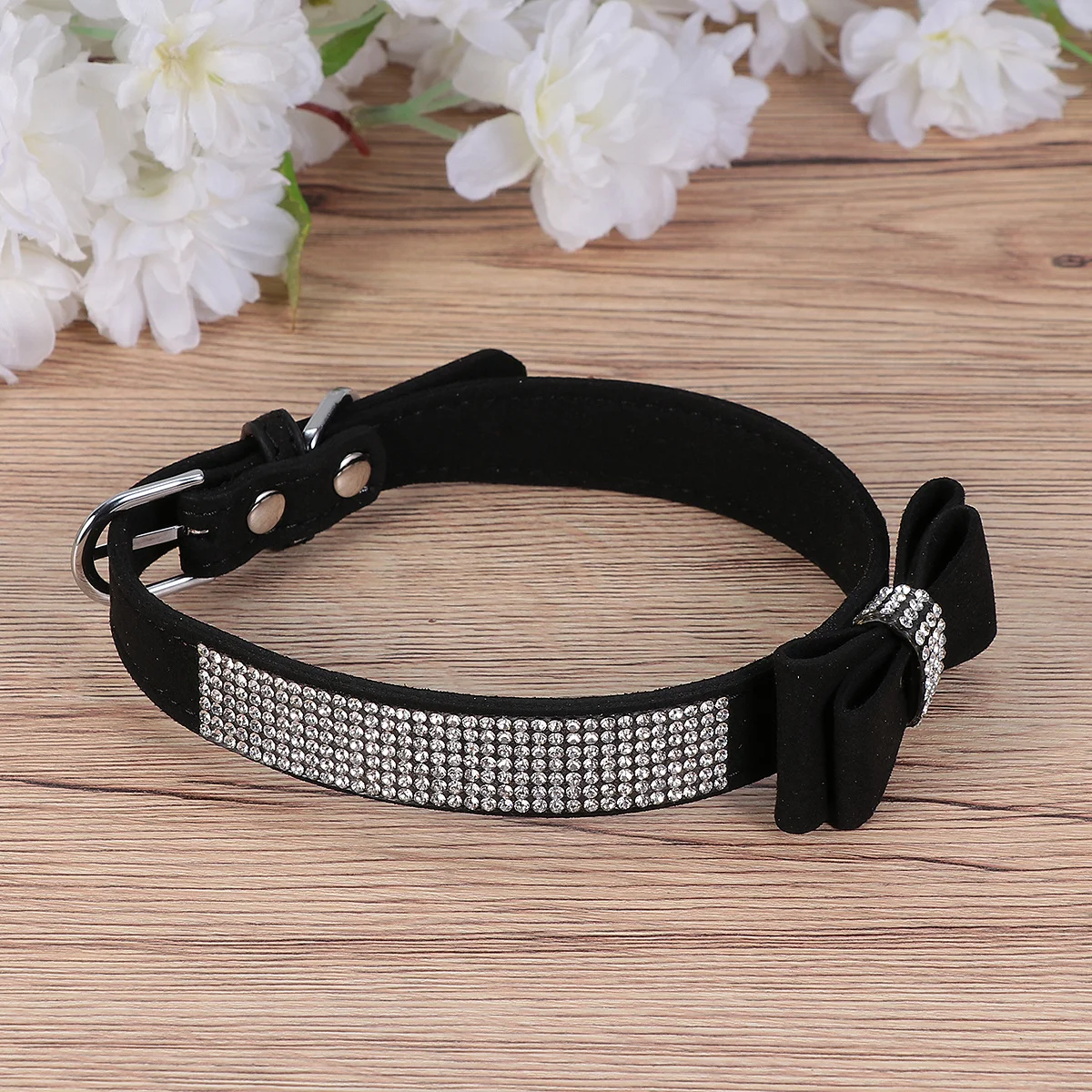 

1Pcs Pet Collar with Crystal Bow Stylish Comfortable Neck Chain Dog Cat Accessory 30x15cm Perfect Photo Prop