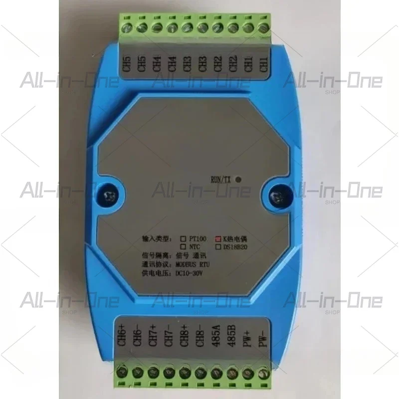 8-Channel K-Type Thermocouple Temperature Acquisition Module (RS-485), 24-Bit Resolution