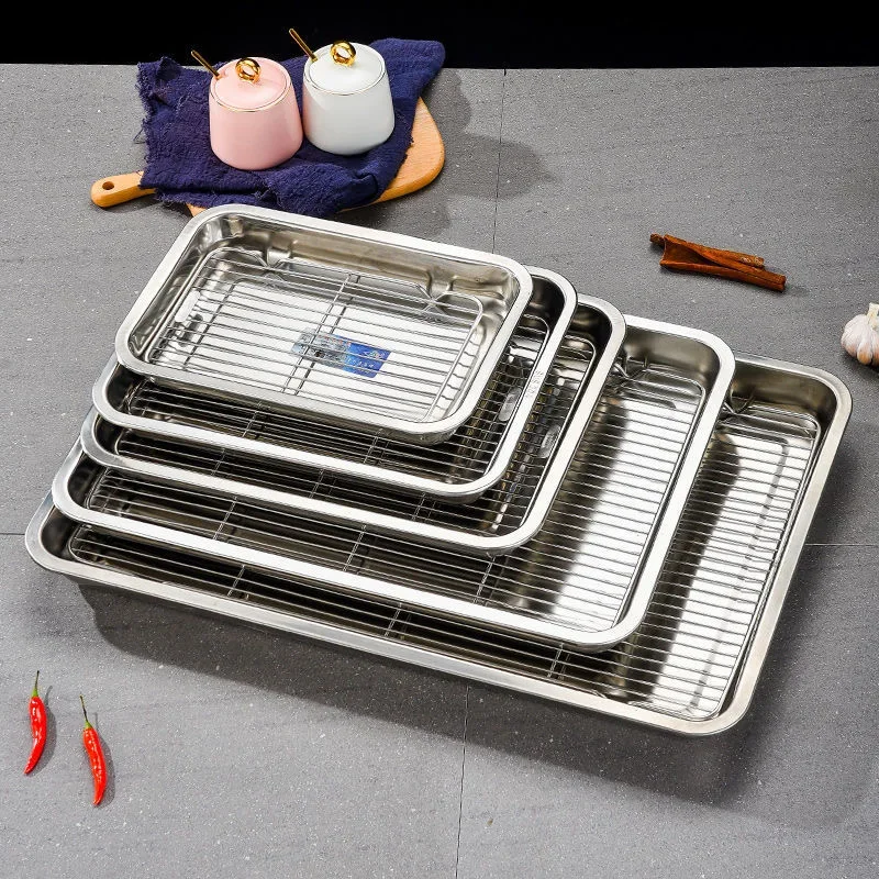 Baking Tray with Removable Cooling Rack Set Stainless Steel Baking Pan Sheet Non Toxic , Used for Oven, BBQ Tray Dishwasher Safe