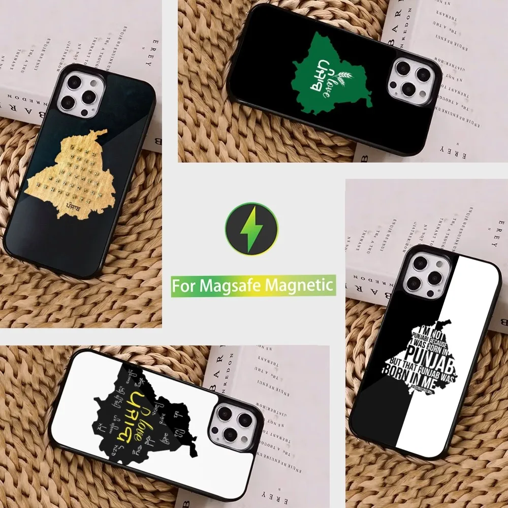 

Travel Punjab Map Phone Case For iPhone 16,15,14,13,12,11,Pro,Max,Plus,Mini, Magsafe,Magnetic Wireless Charging Case