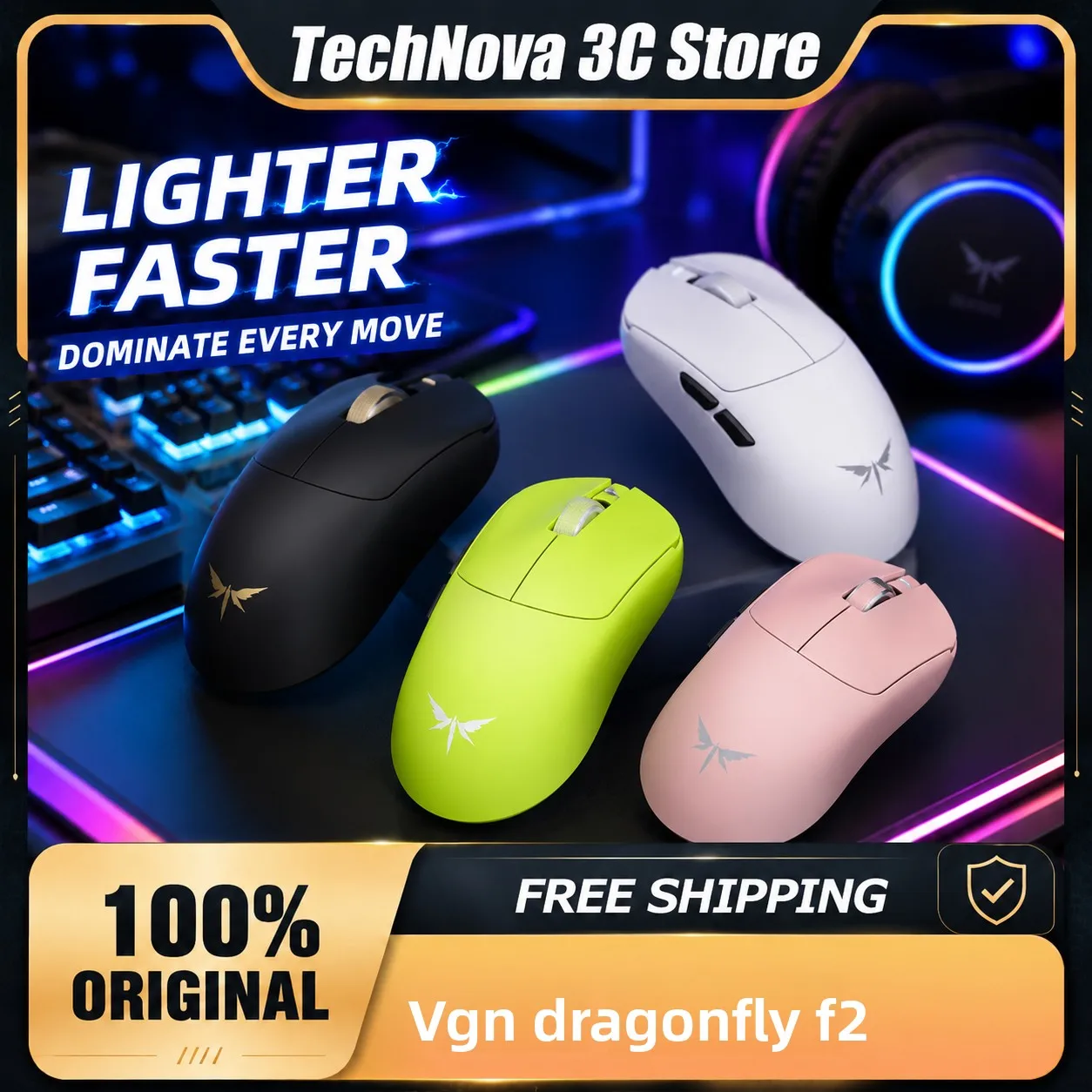 

Tri-Mode 8K Wireless Gaming Mouse VGN Dragonfly F2 Pro Max Lightweight Ergonomic Long Endurance BatteryLaptopDesktopGaming Mouse