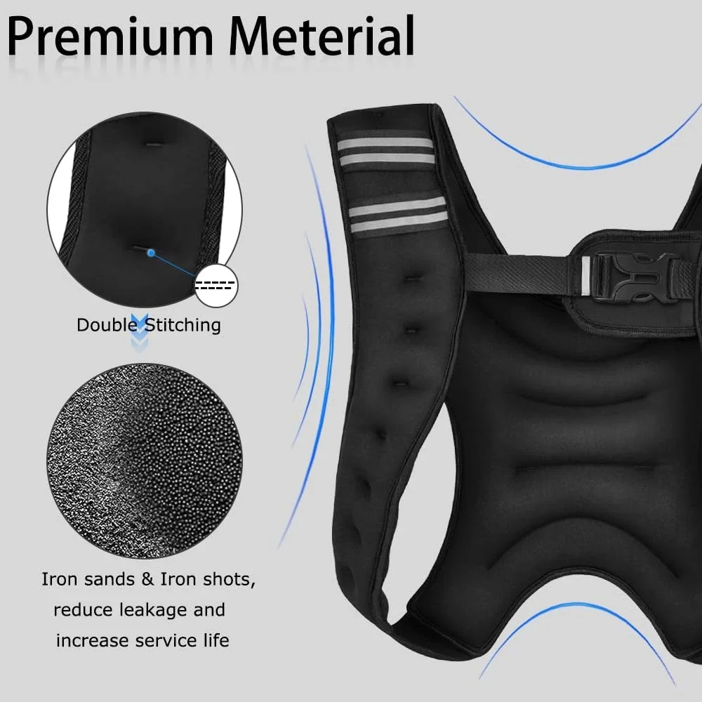 

Weighted Vest with 3kg/6.6lbs, 5kg/11lbs Weight Reflective Stripe,Weight Vest Men Women for Workout, Strength Training, Running