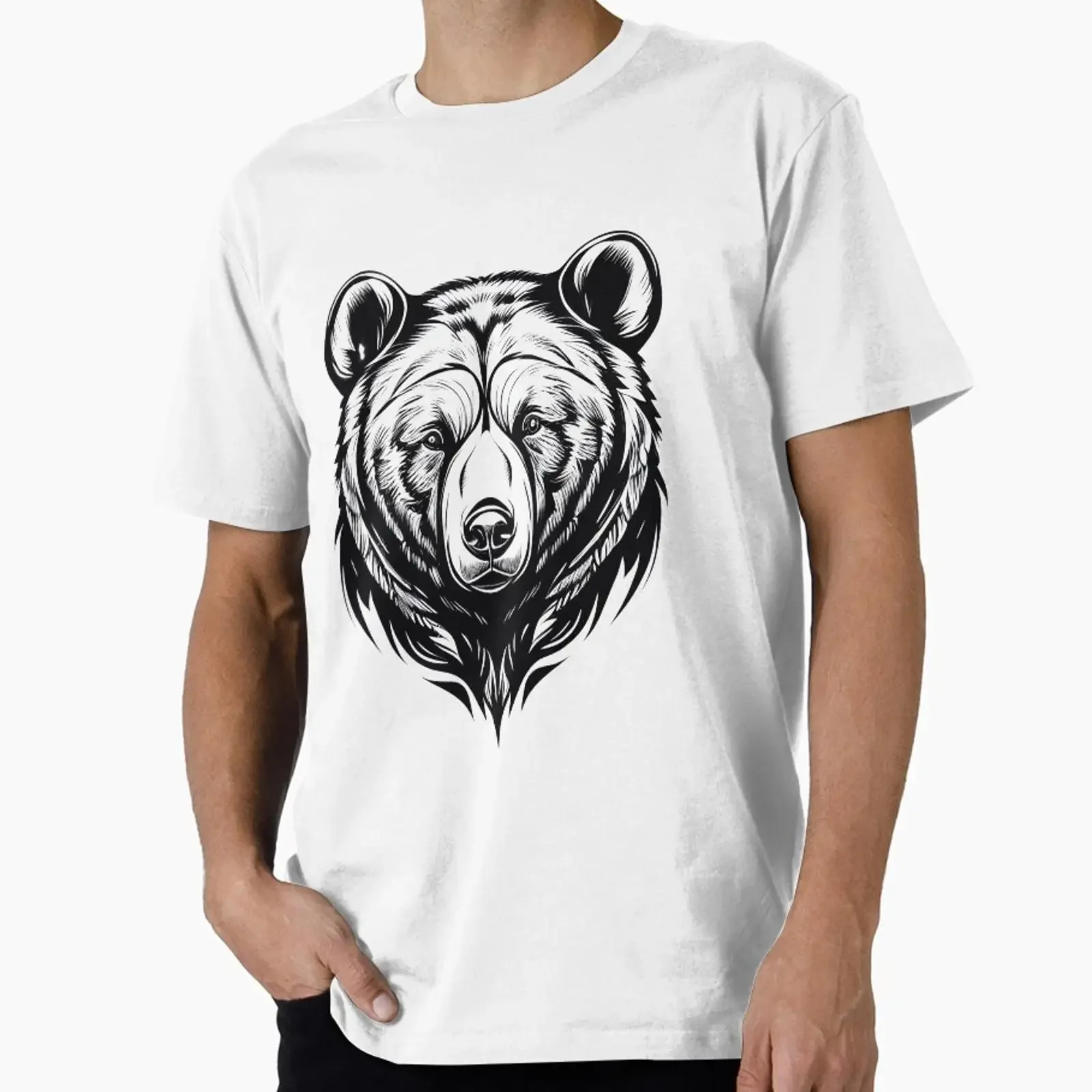Majestic Bear Head A Stunning Symbol of Power and Strength designed sold by pantapita vintage Washed streetwear Stretched