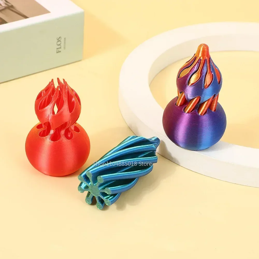 

Lucky Gourd 3D Printed Spiral Toys Figurines Stress Relief Impossible Pyramid Passthrough Sculpture Decompression Gourd Decor