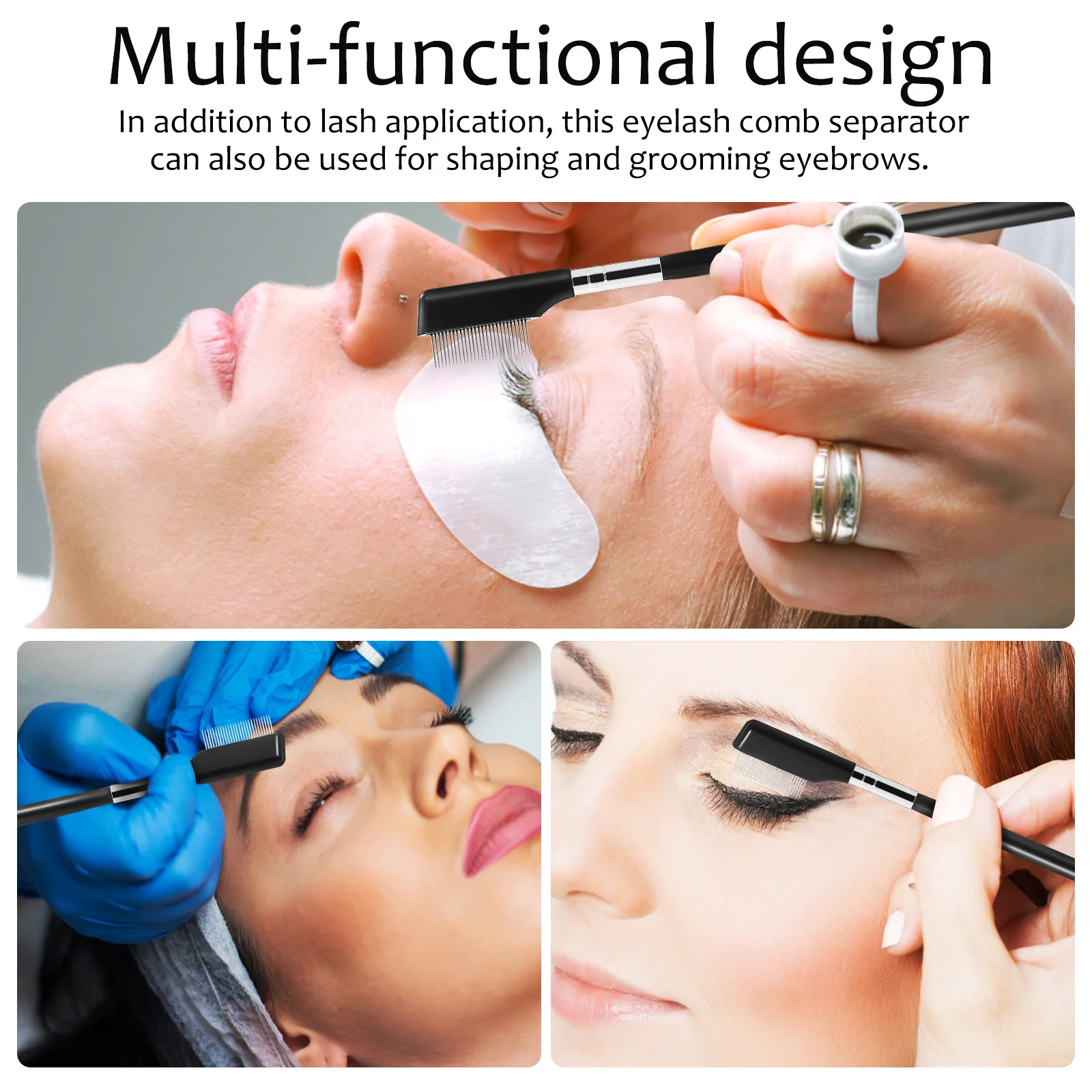 

4 pcs Eyelash Comb Stainless Steel Separator Tool Metal Laminated Professional Eyebrow Brush Long Lasting Comfortable Multi