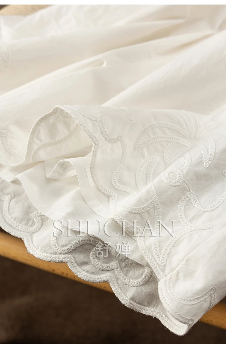 Casual 100% Cotton Embroidered Elastic High-waisted Wide-leg Shorts Women 2025 Short Pants Women