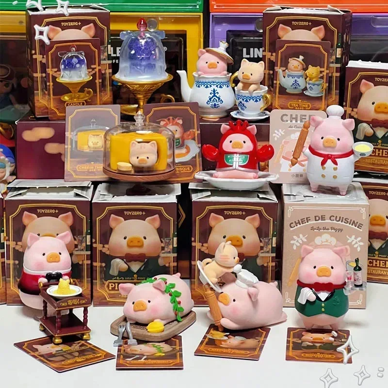 Lulu Pig Five-star Restaurant Series Blind Box Figure Cute Piggy Mystery Box Ornament Collection Animal Model Surprise Gift Toys