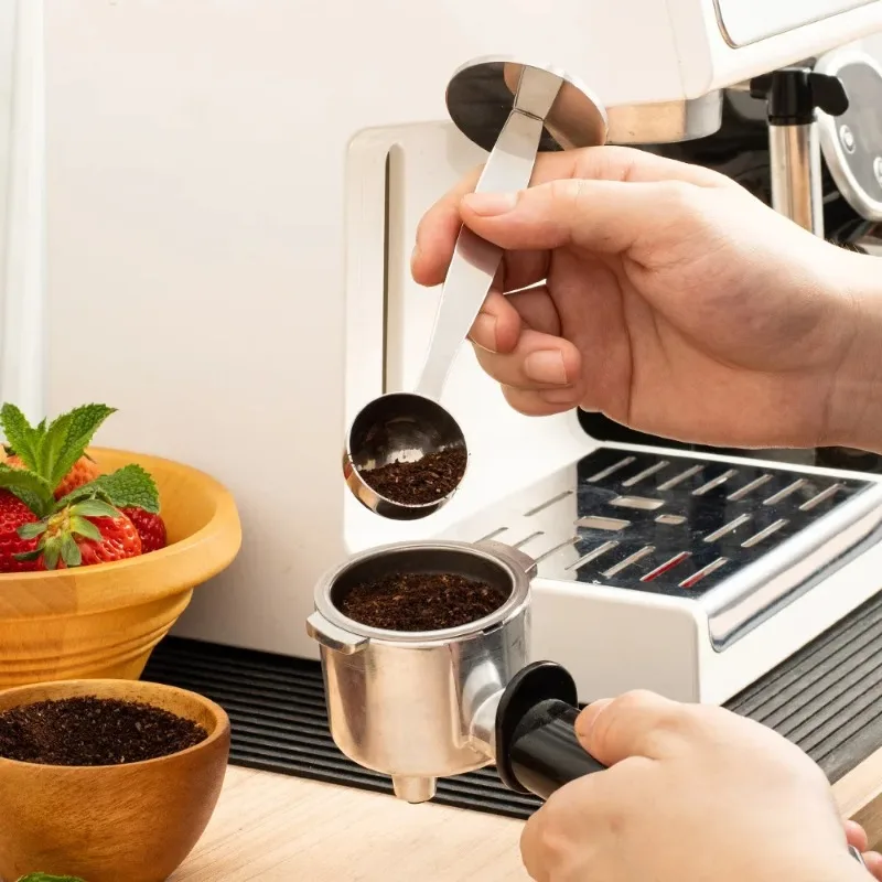 2-in-1 Coffee Scoops Stainless Steel Tablespoon Measure Spoon with Pressed Bottom for Coffee Bean Press Coffee Grinding Pressing