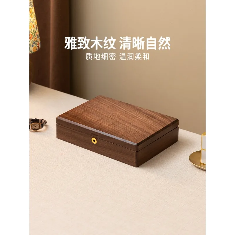 

Solid wood jewelry storage box with lock, high-end exquisite special gold jewelry, gold jewelry hand jewelry box