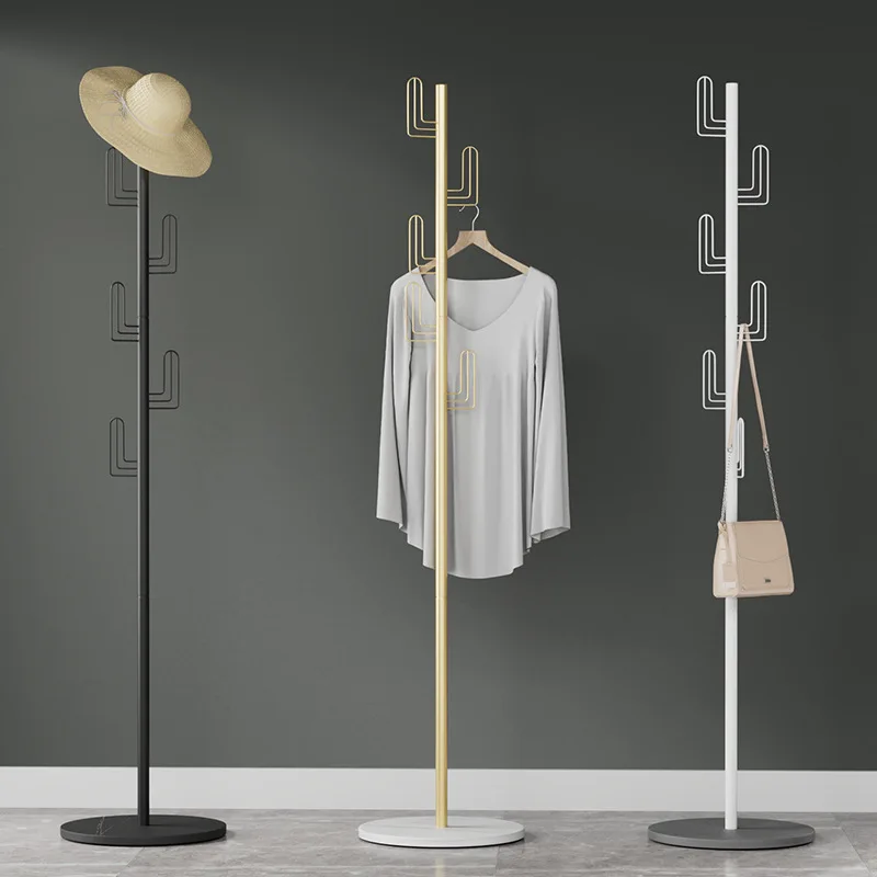 

#Floor-standing Modern Minimalism Coat Rack Bedroom Clothes Hanger Light Luxury Stone Slab Metal Storage Shelf Cactus Bag