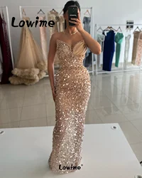 Robe Champagne Beaded Arabic Evening Dress Formal Sweetheart Customized Women Prom Gowns Long 2024 Party Formal Occasion Dresses