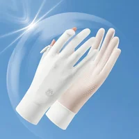 Women UV Sun Protection Gloves Breathable Touchscreen Sunblock Gloves Non Slip Ice Silk Cycling Gloves for Cycling Driving - Image 3