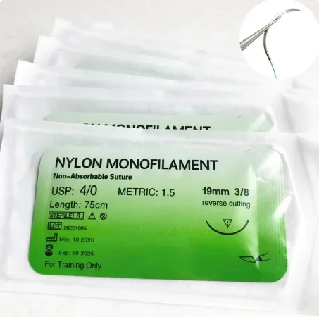 1-100pcs 4/0 Medical Monofilament Nylon Individually Wrapped Veterinary Practice Suture Kits For Suture Teaching Exercises