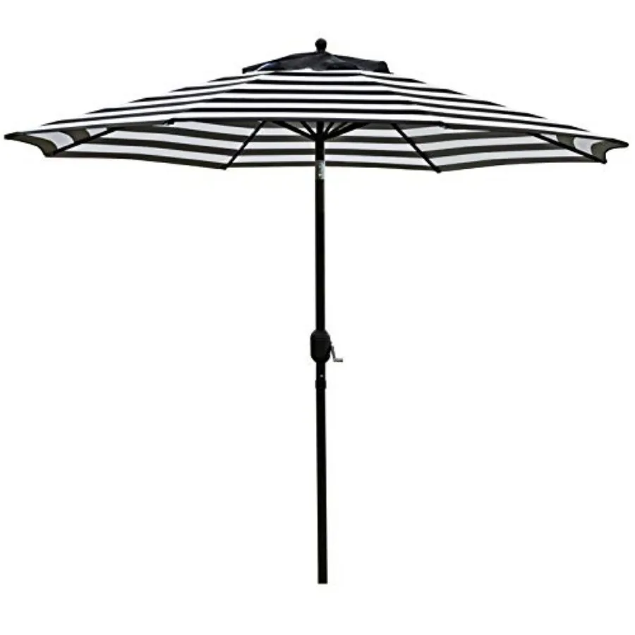 

9' Patio Umbrella Outdoor Table Umbrella with 8 Sturdy Ribs Black and White