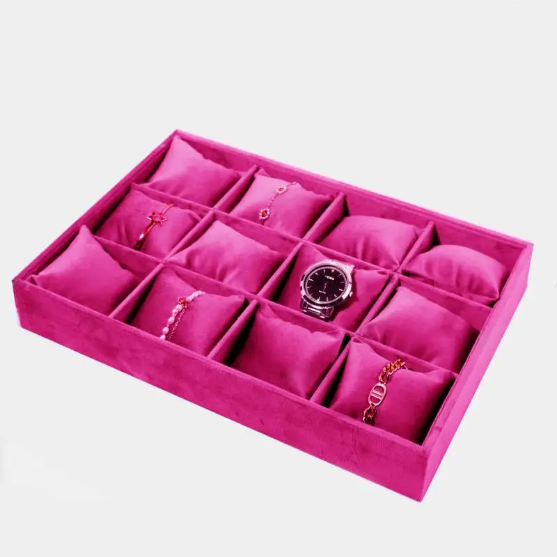 12 Grid Bracelet Watch Premium Pillow Plate 35*24cm Velvet Earnail Pendant Jewelry Display Tray
