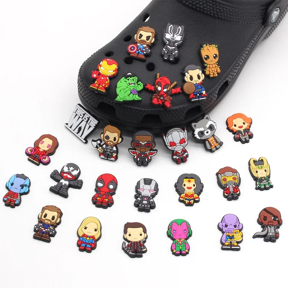 Cute Disney Marvel Superhero PVC  Shoes Charms Cute Cartoon DIY Sandals Accessories for Clogs Decorations Boy Kids Gift