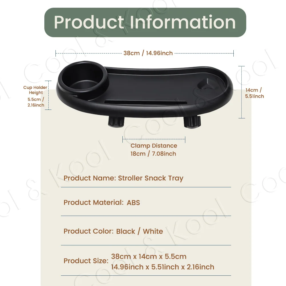Adjustable 3-in-1 Stroller Snack Tray, Multifunctional with Cup Holder & Phone Slot
