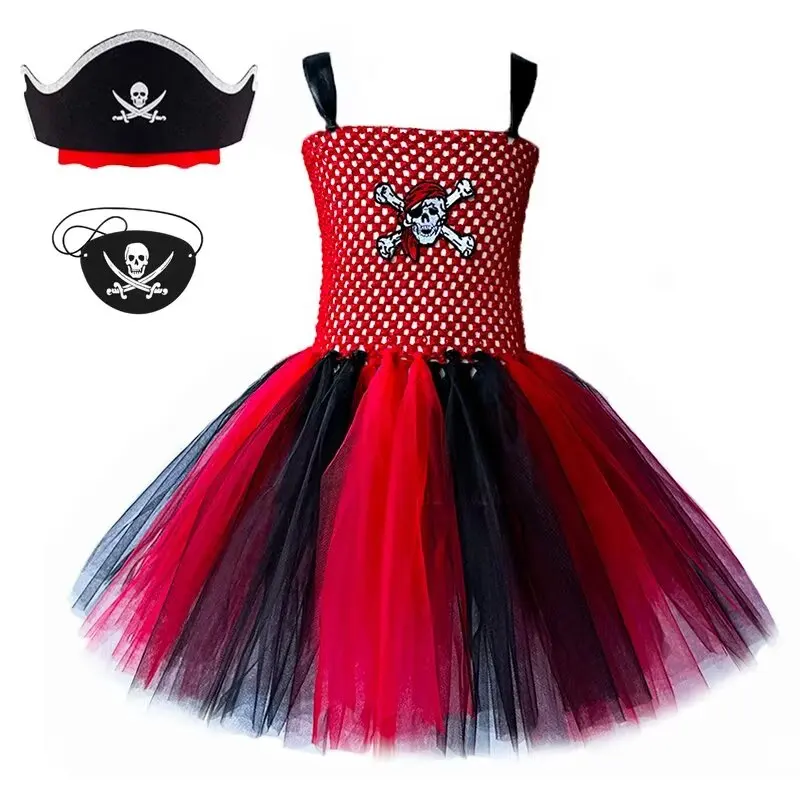 

Pirate Cosplay Costumes for Girls Halloween Tutu Dress for Kids Toddler Carnival Party Tulle Outfits Children Birthday Clothes