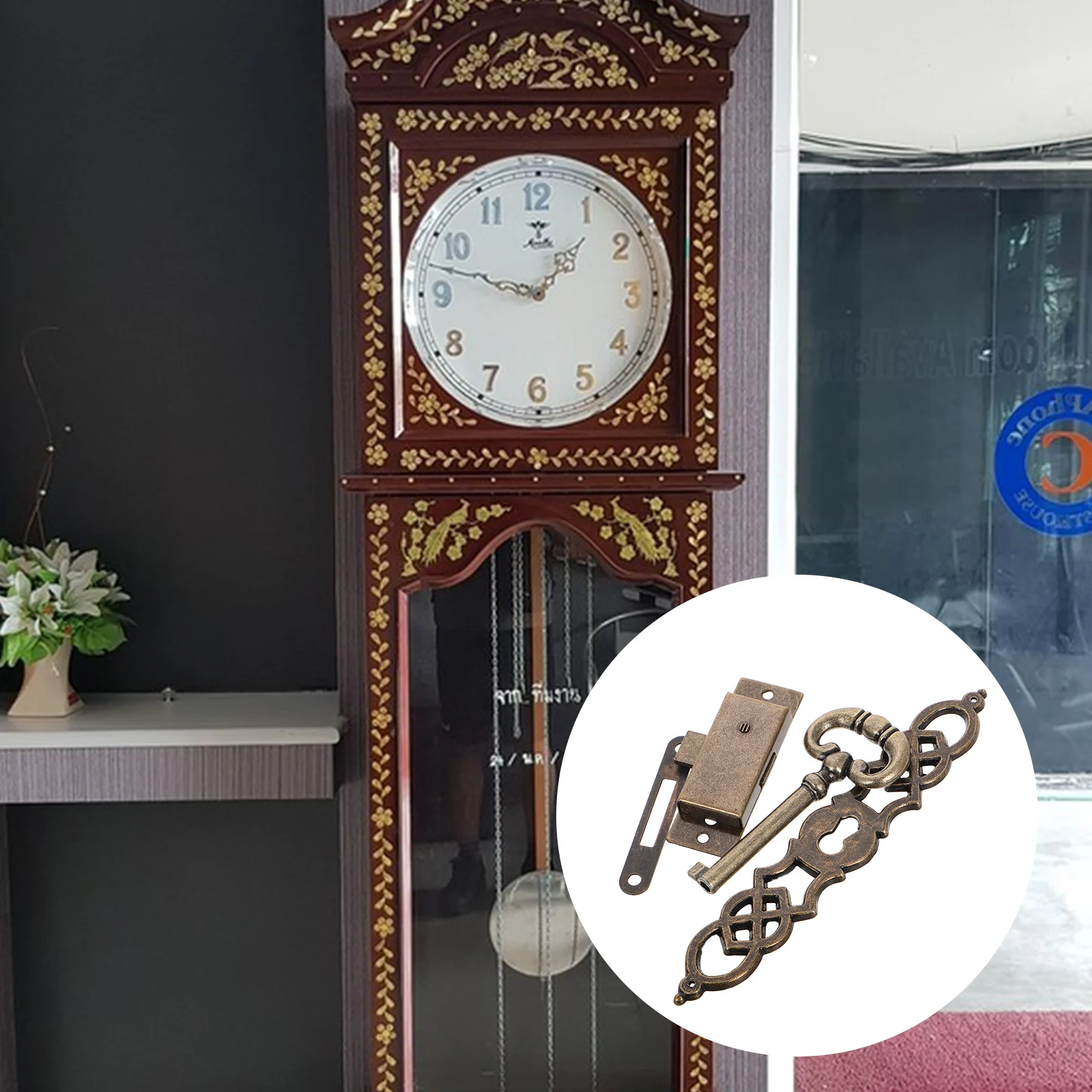 

Metal Cylinder Door Floor Standing Diy Mechanical Lock Key Vintage Style Durable Decorative Cabinet Furniture Handle