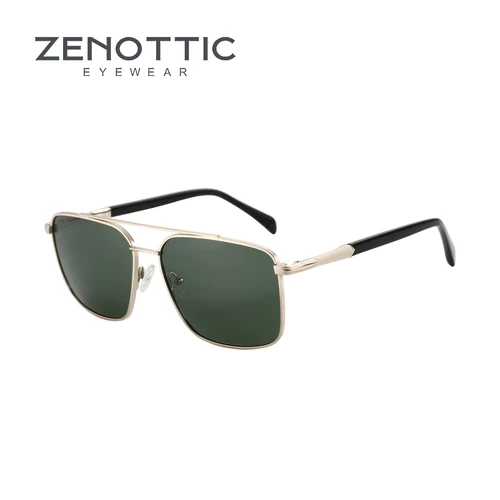 Imagen 1 del producto ZENOTTIC 2024, gafas de sol polarizadas para hombre, doble puente, sombra piloto, gafas de sol de Metal de alta calidad para pescar y conducir, RTM-2108