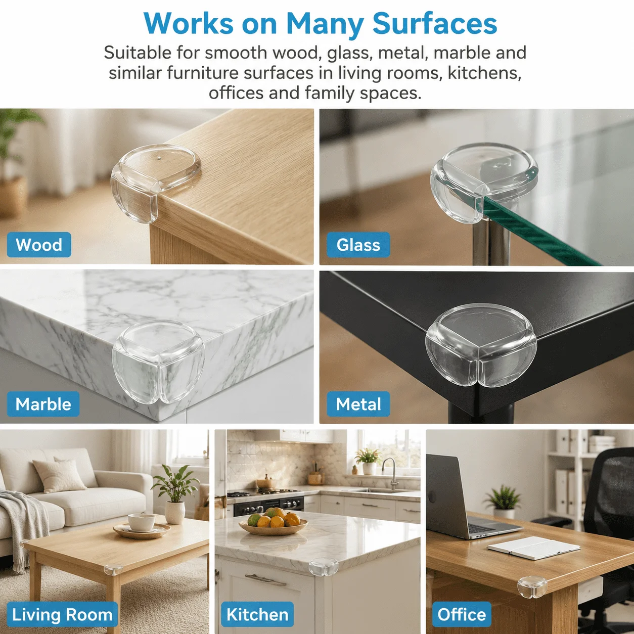 16 Pack Transparent Adhesive Corner Guards, Flexible Table and Furniture Corner Protectors for Home Surfaces view 3