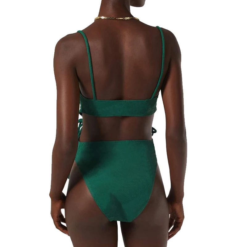 2023 New Sexy One Piece Swimsuit Off The Shoulder Solid Swimwear Women Flat Collar Bathing Suits Summer Beachwear Strap Design