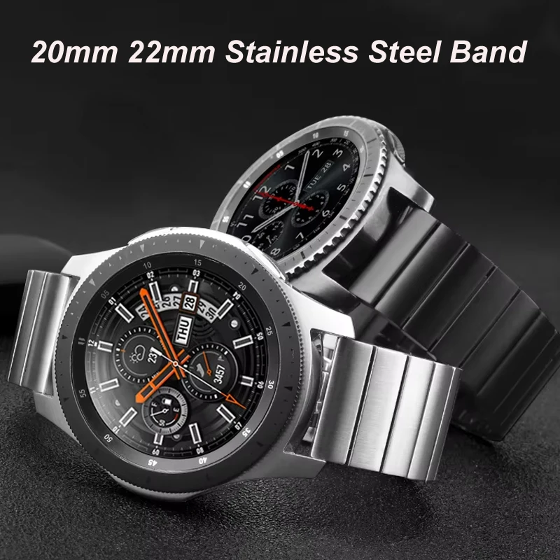 20mm 22mm Stainless Steel Band For Samsung Galaxy Watch 3 45mm/46mm/42mm/Active 2/Gear S3 Strap For Xiaomi Watch S4 S3 S2 S1 Pro