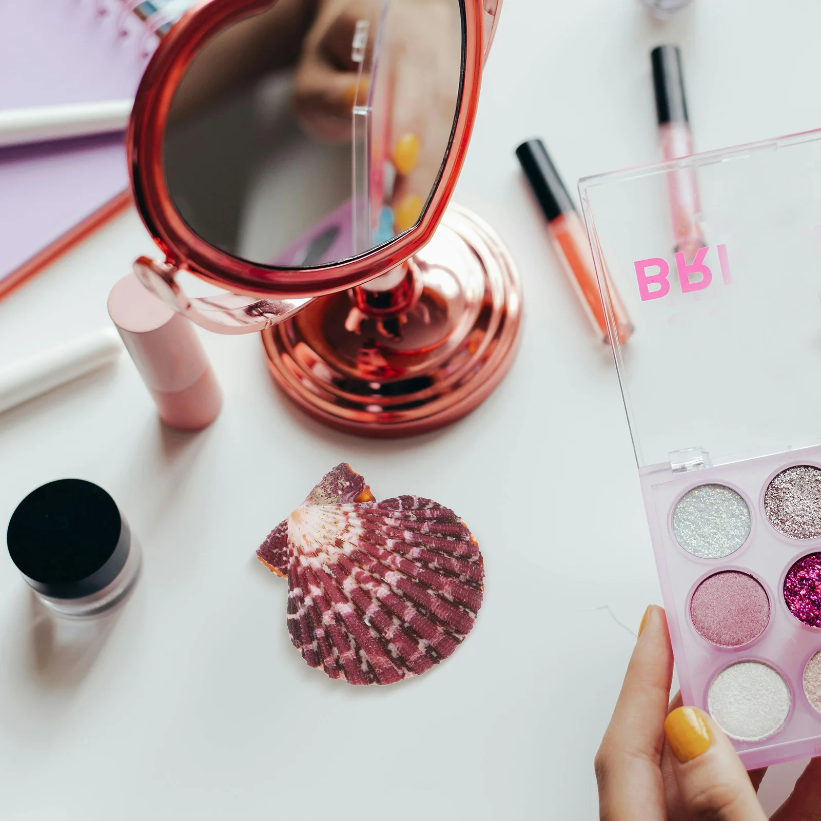 

2Pcs Seashell Jewelry Case Shell Shape Ring Holder Earrings Storage Box Mini Jewelry Organizer Decorative Desktop Container