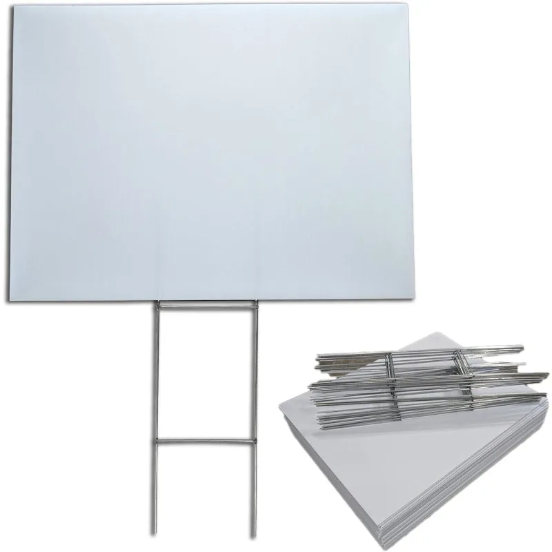 

50 Pack Blank Yard Signs 18x24 with H-Stakes for Garage Sales Signs, Graduations, or Political Lawn Sign