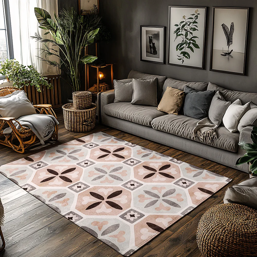 

Stylish Moroccan Area Rug Non Slip Doormat Indoor Outdoor Washable Floor Mat Home Decor Bohemian Chic Vintage Pattern Rug Gift