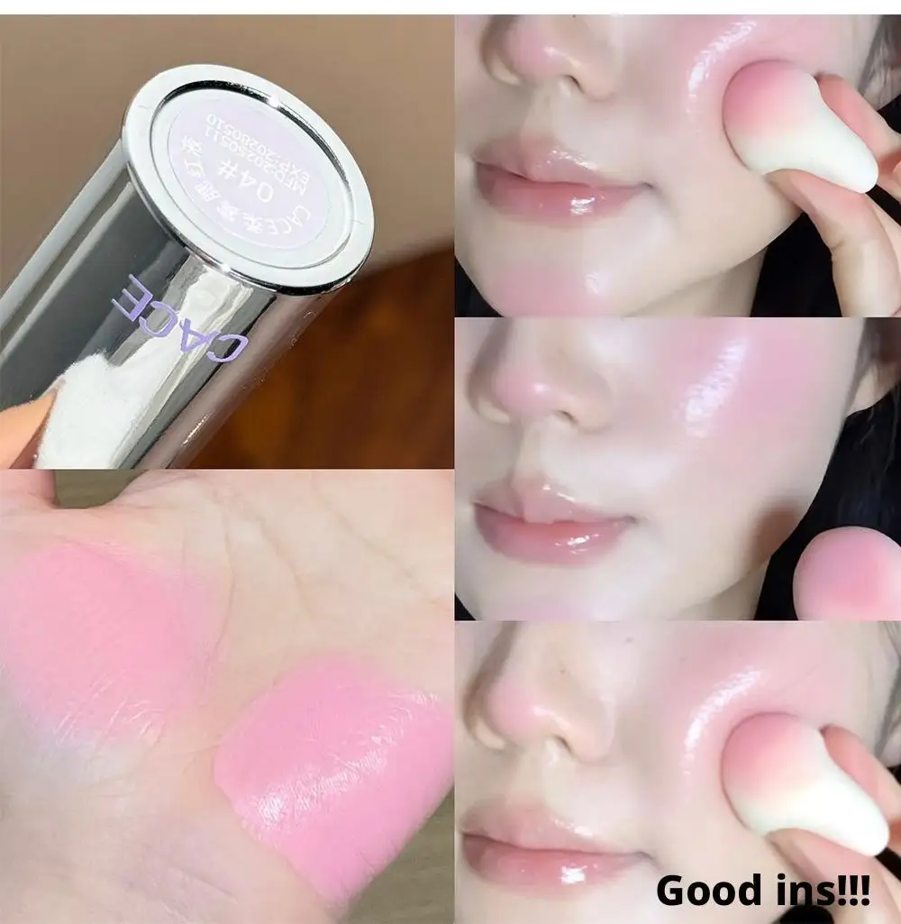 Bâton de fard à joues liquide avec pointe éponge pour lèvres et joues, Correction de couleur imperméable et longue durée, maquillage pour le visage, 4 couleurs