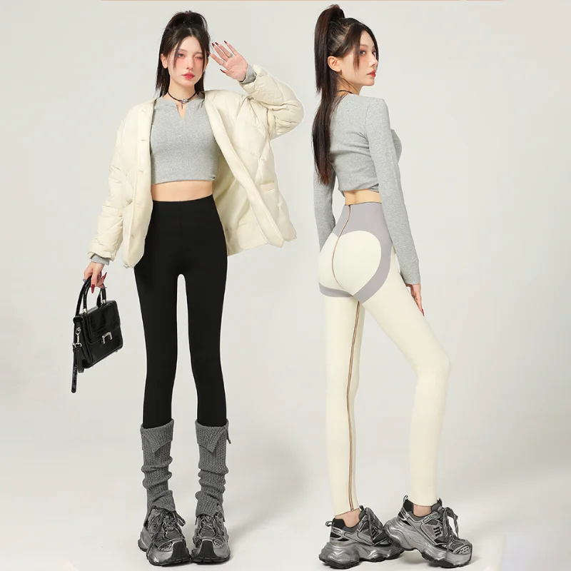 

Autumn Winter Fleece Thickened Cashmere Shark Pants High Waist Women Wear Warm Bottoming Barbie Leggings