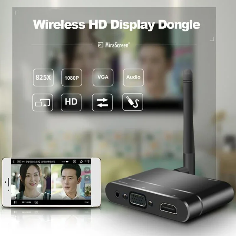 Wireless HDMI-compatible Home Car Miracast Airplay VGA + RCA AV Tv Stick Mirror Screen Mirroring Wifi Display Dongle TV Sticks