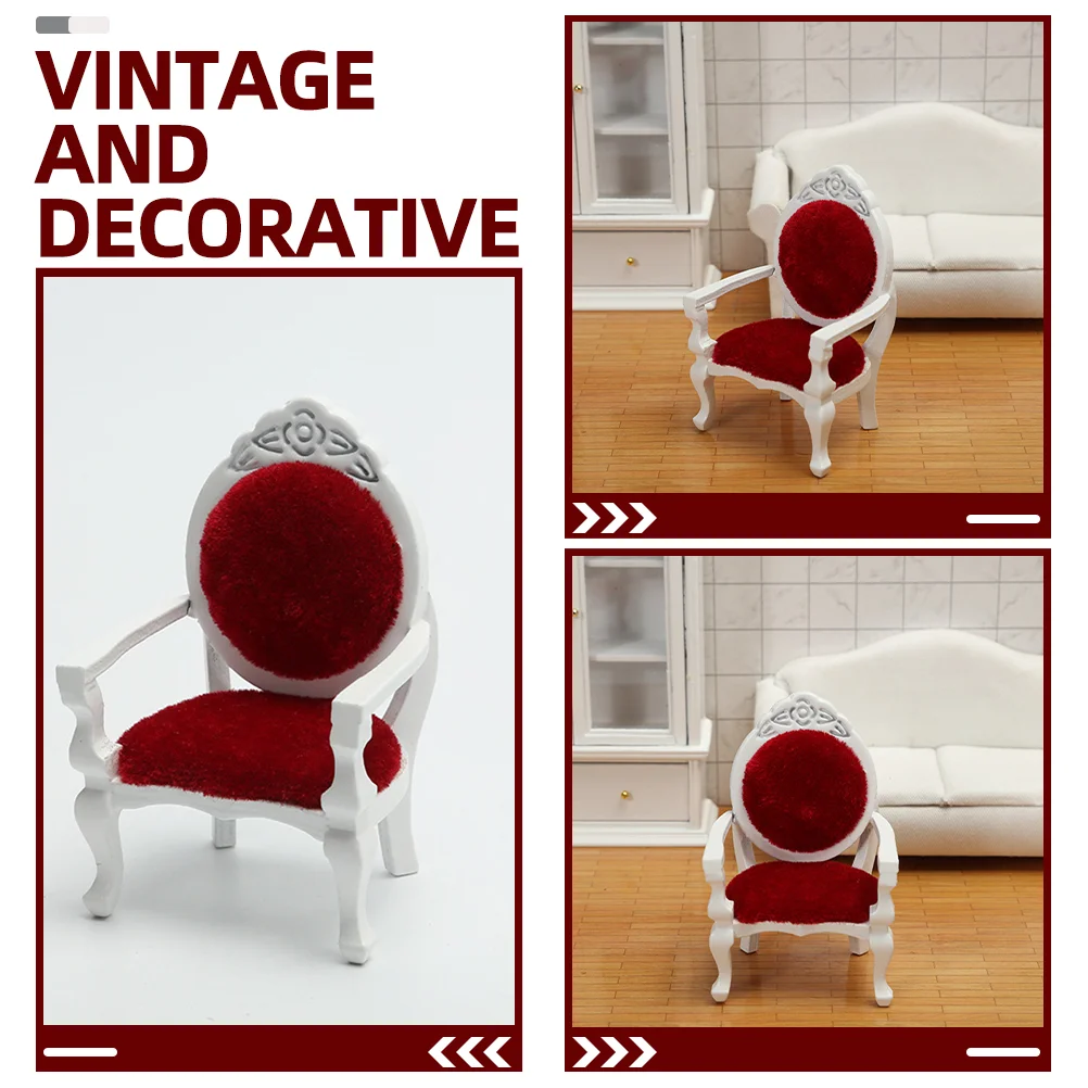 Mini Europese Stijl Kleine Stoel Miniatuur Fauteuil Ornamenten Huis Stoelen Schattig Meubilair Fluweel