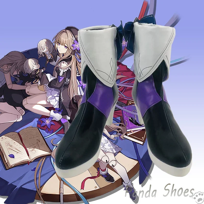 Honkai-Chaussures de Cosplay de l'Animé Star Rail Herta, Bottes Violettes, Accessoires de Costume pour ixd'Halloween